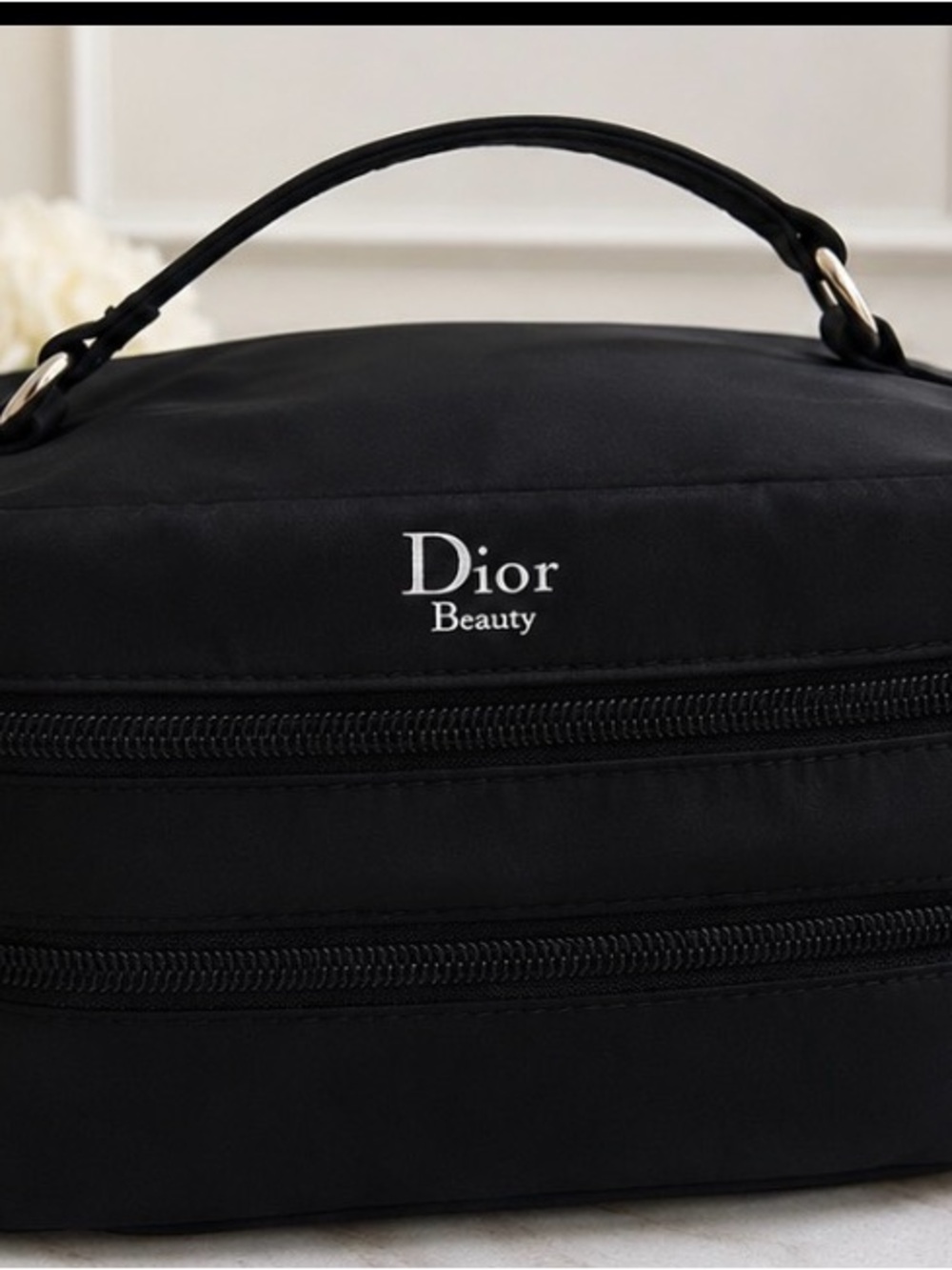 Authentic Dior Beauty Black Double-Zip Vanity Case
